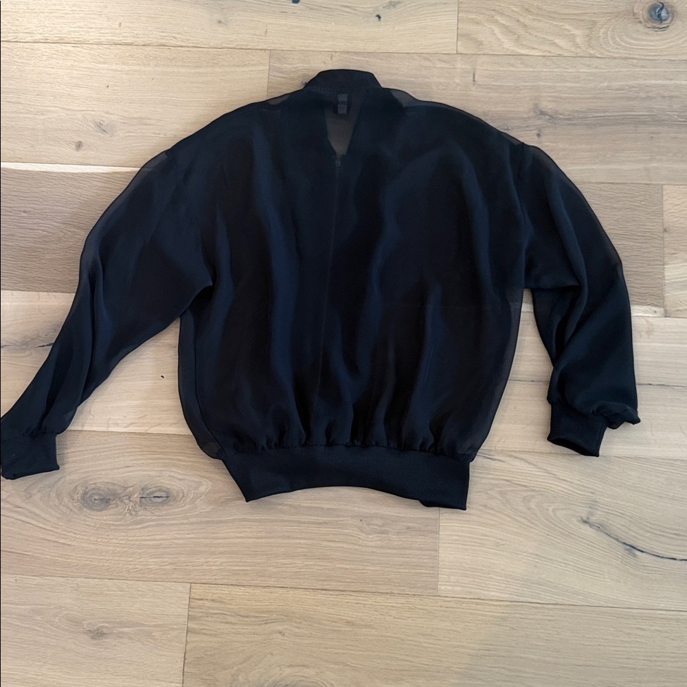 ASOS Black Ribbed sheer Collar Jacket - Picture 4 of 4